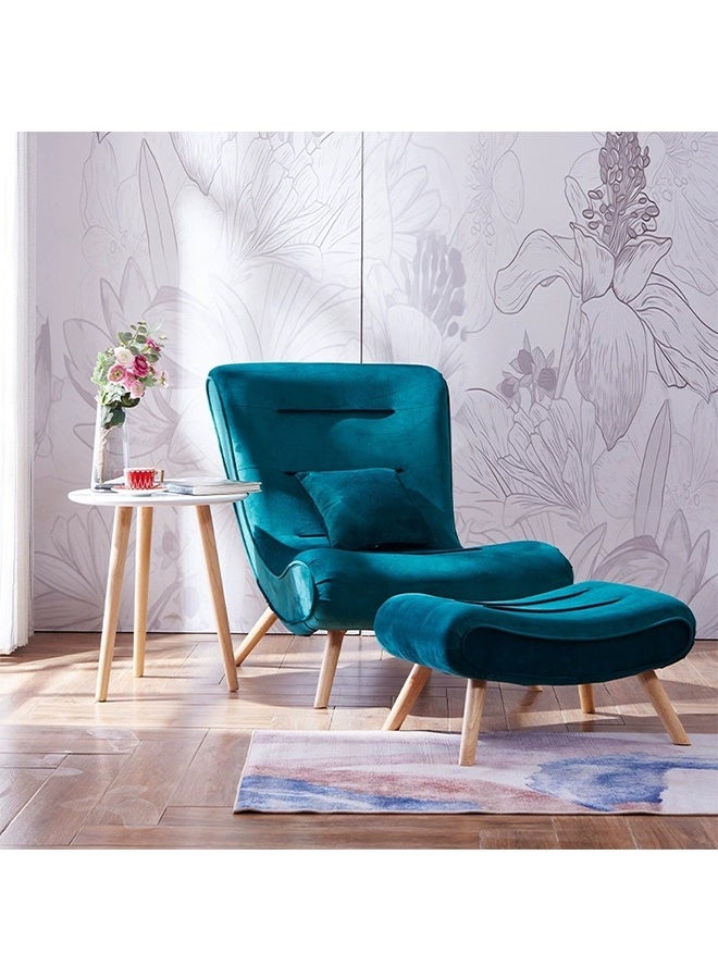 JCB CHIC Lazy Chair with Ottoman,Comfy Fabric Accent Lounge Arm Chair with Lumbar Pillow and Footrest,Lazy Sofa Single Sofa Modern Minimalist Recliner Sofa for Bedroom, Living Room - Image 1